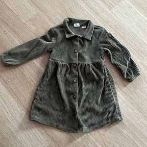 Zara green velvet button up dress size 4t